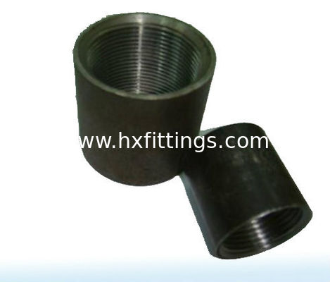Black full thread steel pipe sockets.