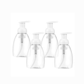Botellas dispensadoras de jabón ovaladas de plástico transparente de 300 ml con tapas de plástico blanco proveedor