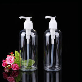 Botellas dispensadoras de jabón ovaladas de plástico transparente de 300 ml con tapas de plástico blanco proveedor